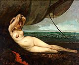 Gustave Courbet Nude reclining by the sea painting